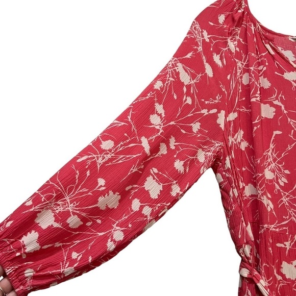 Encore by Idina Menzel Large Pink and White Floral Midi Romantic Tiers Dress R9 - Picture 5 of 8